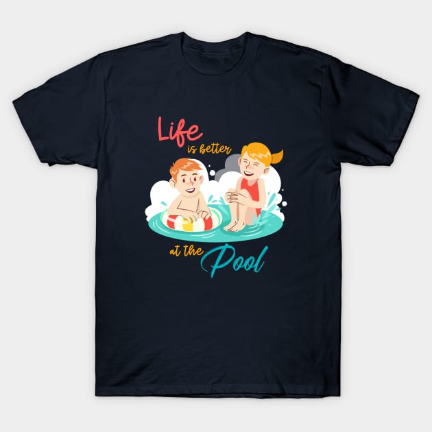 Swimming Kids At The Pool T-Shirt by MONMON-75